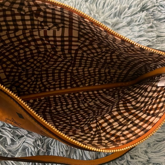 SOLD-MCM Designer Pouch Wristlet with  Shoulder Strap Brown Black - Picture 3 of 6